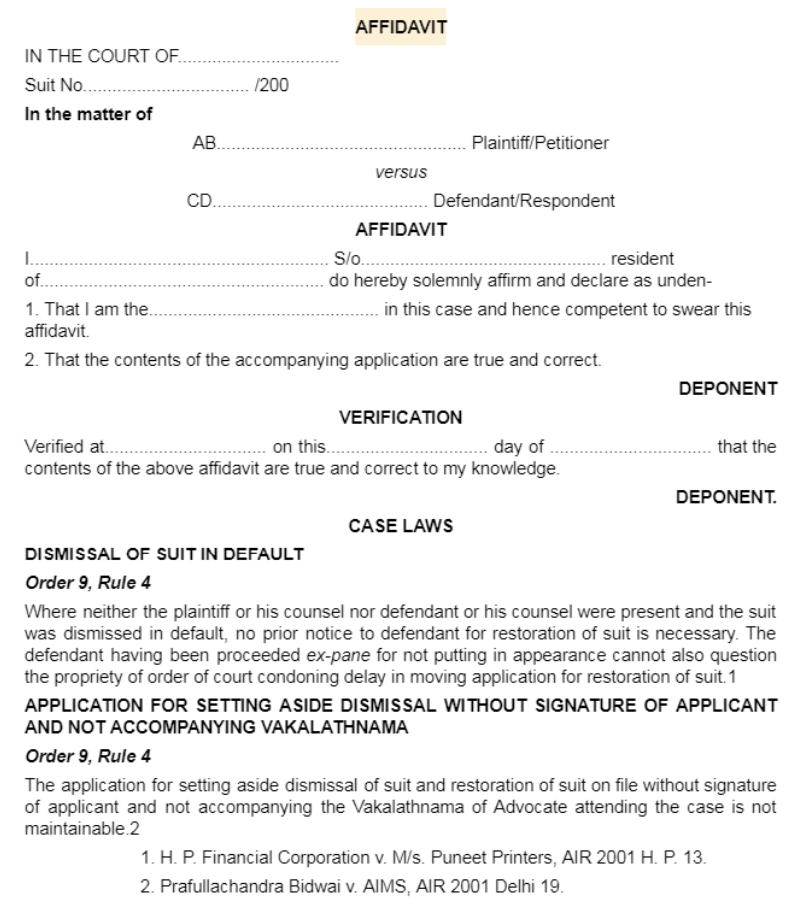 Legal draft sample